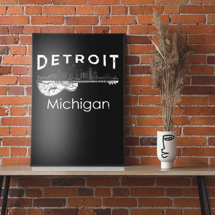 Detroit Souvenir Michigan Music Electric Guitar Poster