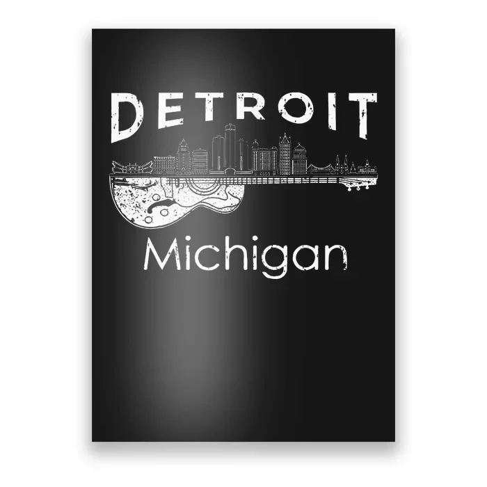 Detroit Souvenir Michigan Music Electric Guitar Poster