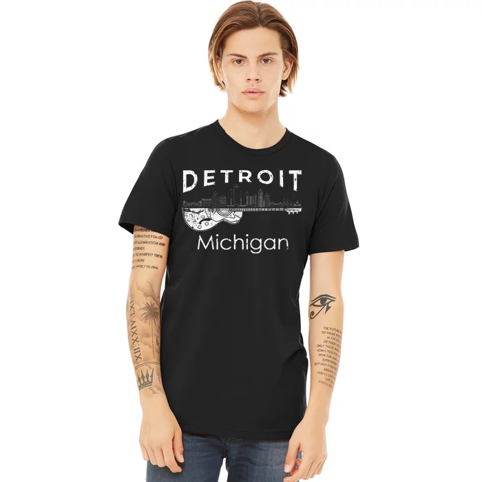 Detroit Souvenir Michigan Music Electric Guitar Premium T-Shirt