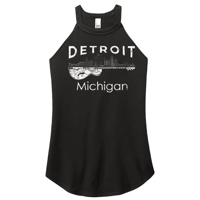 Detroit Souvenir Michigan Music Electric Guitar Women’s Perfect Tri Rocker Tank