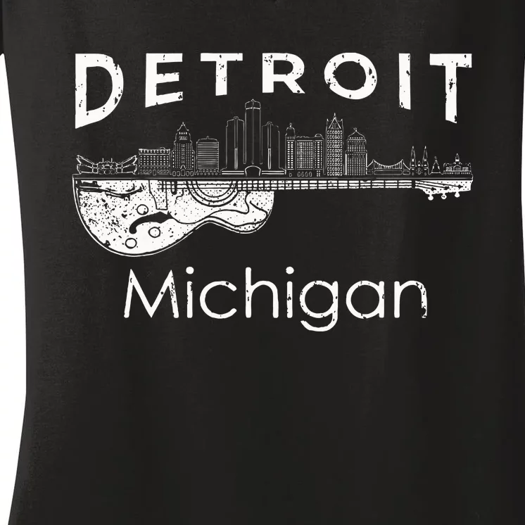 Detroit Souvenir Michigan Music Electric Guitar Women's V-Neck T-Shirt