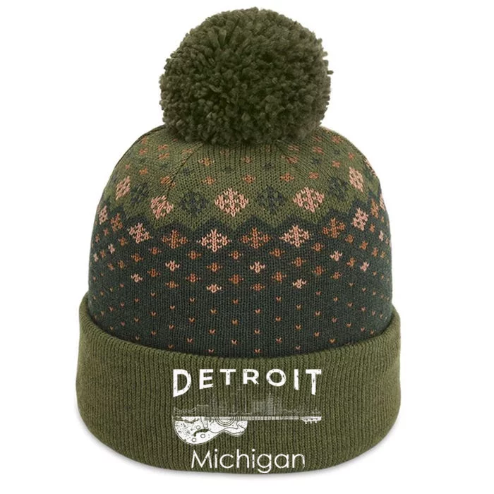 Detroit Souvenir Michigan Music Electric Guitar The Baniff Cuffed Pom Beanie