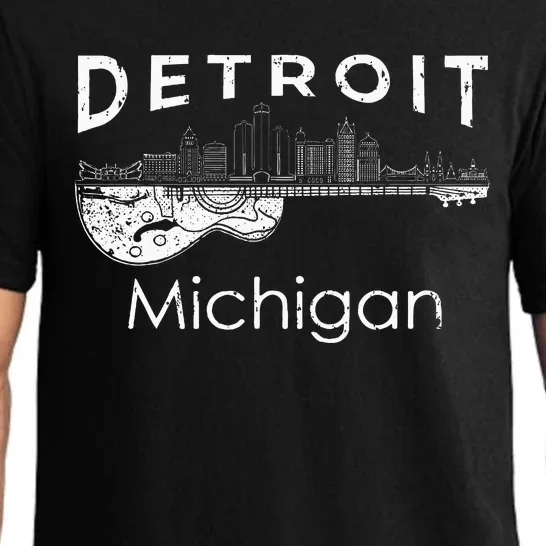 Detroit Souvenir Michigan Music Electric Guitar Pajama Set