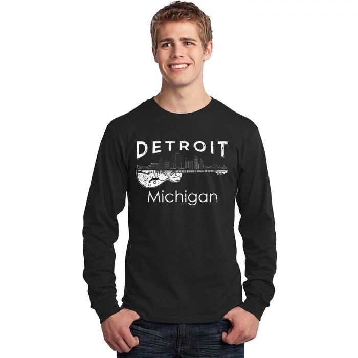 Detroit Souvenir Michigan Music Electric Guitar Tall Long Sleeve T-Shirt