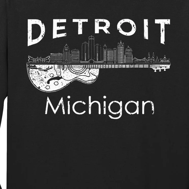 Detroit Souvenir Michigan Music Electric Guitar Tall Long Sleeve T-Shirt