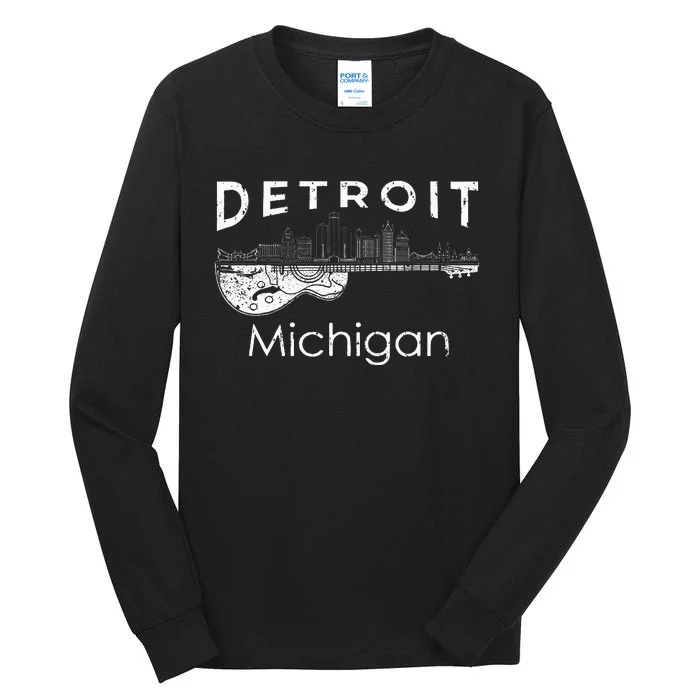 Detroit Souvenir Michigan Music Electric Guitar Tall Long Sleeve T-Shirt