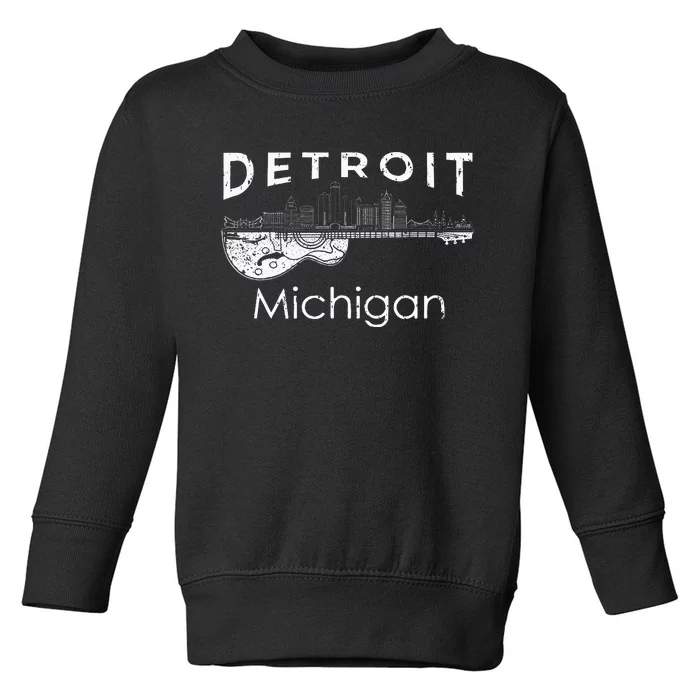 Detroit Souvenir Michigan Music Electric Guitar Toddler Sweatshirt