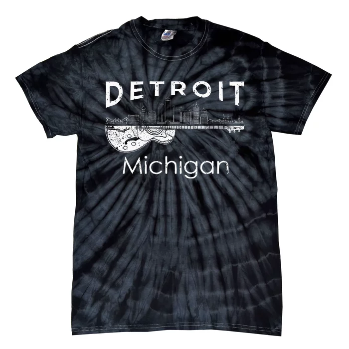 Detroit Souvenir Michigan Music Electric Guitar Tie-Dye T-Shirt