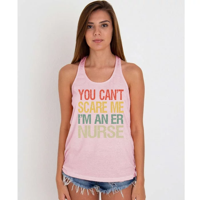 Dont Scare Me Im An Er Nurse Vintage Emergency Room Rn Cool Gift Women's Knotted Racerback Tank