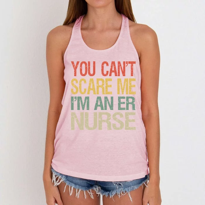 Dont Scare Me Im An Er Nurse Vintage Emergency Room Rn Cool Gift Women's Knotted Racerback Tank