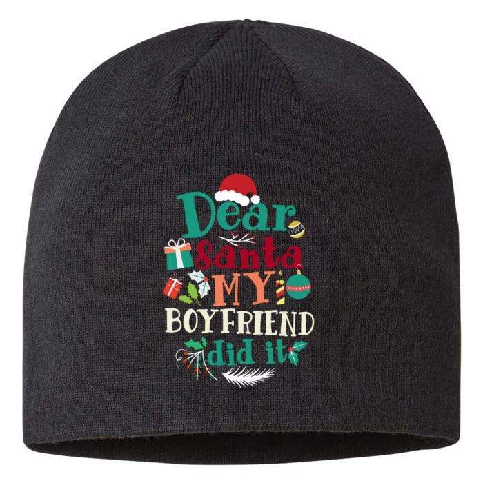 Dear Santa My Boyfriend Did It Funny Christmas Pajama 8 1/2in Sustainable Knit Beanie