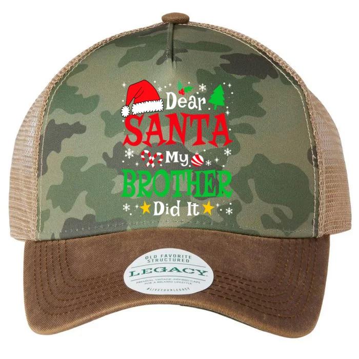 Dear Santa My Brother Did It Funny Christmas Pajama Family Legacy Tie Dye Trucker Hat