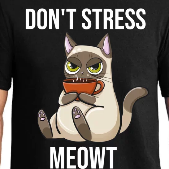 Dont Stress Meowt Funny Sarcastic Coffee Cat Gift Pajama Set