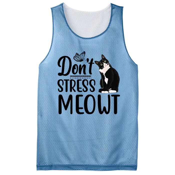 Dont Stress Meowt Cat Face Funny Jokes Sarcastic Sayings Gift Mesh Reversible Basketball Jersey Tank