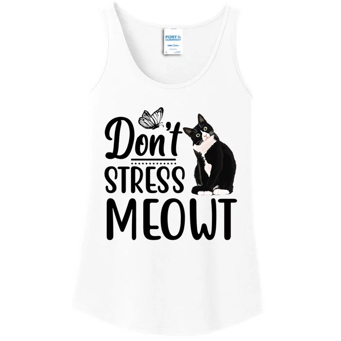 Dont Stress Meowt Cat Face Funny Jokes Sarcastic Sayings Gift Ladies Essential Tank