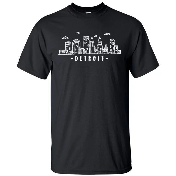 Detroit Skyline Michigan Vintage Tall T-Shirt