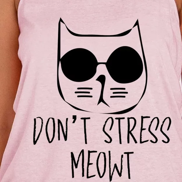 Dont Stress Meowt Humorous Unique Design Cute Gift Women's Knotted Racerback Tank