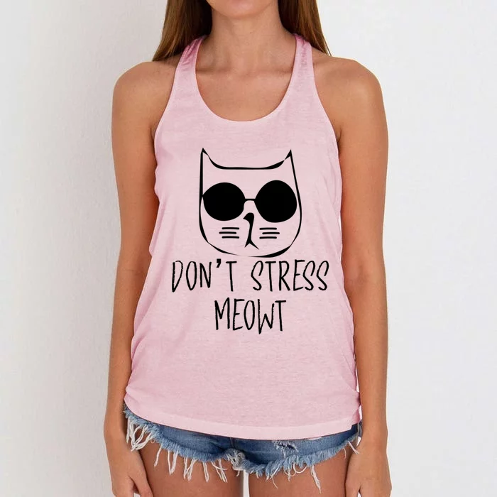 Dont Stress Meowt Humorous Unique Design Cute Gift Women's Knotted Racerback Tank