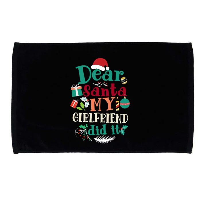 Dear Santa My Girlfriend Did It Funny Christmas Pajama Microfiber Hand Towel