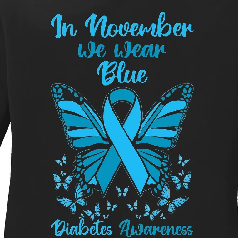 Diabetes Support November Blue Diabetes Awareness Ladies Long Sleeve Shirt