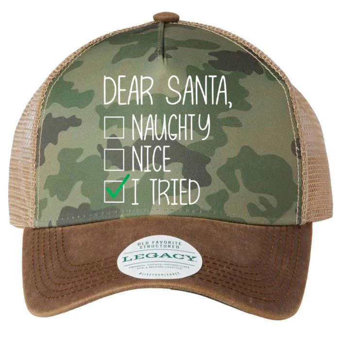 Dear Santa Nice Naughty I Tried Christmas List Xmas Santa Legacy Tie Dye Trucker Hat