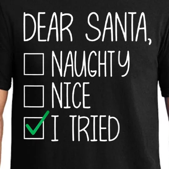 Dear Santa Nice Naughty I Tried Christmas List Xmas Santa Pajama Set