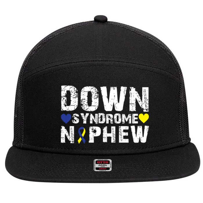 Down Syndrome Nephew Family Matching For Down Syndrome Awareness Gift 7 Panel Mesh Trucker Snapback Hat