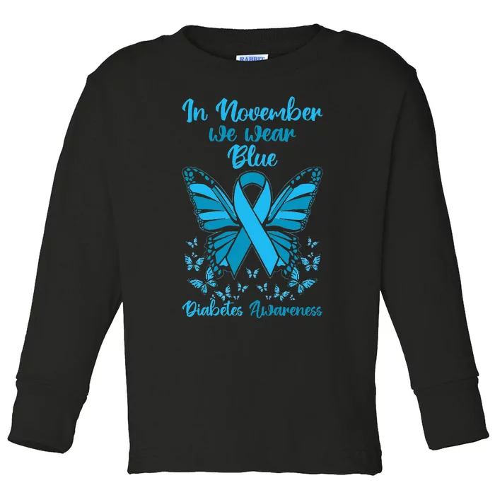 Diabetes Support November Blue Diabetes Awareness Toddler Long Sleeve Shirt