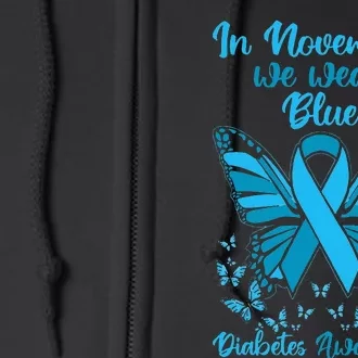 Diabetes Support November Blue Diabetes Awareness Full Zip Hoodie