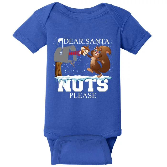 Dear Santa Nuts Please Christmas Squirrel Gift Baby Bodysuit