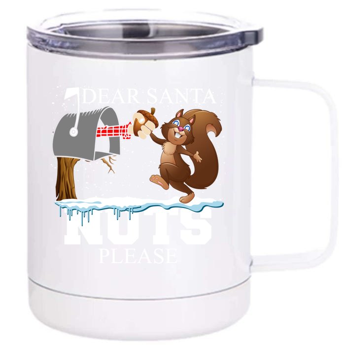 Dear Santa Nuts Please Christmas Squirrel Gift Front & Back 12oz Stainless Steel Tumbler Cup