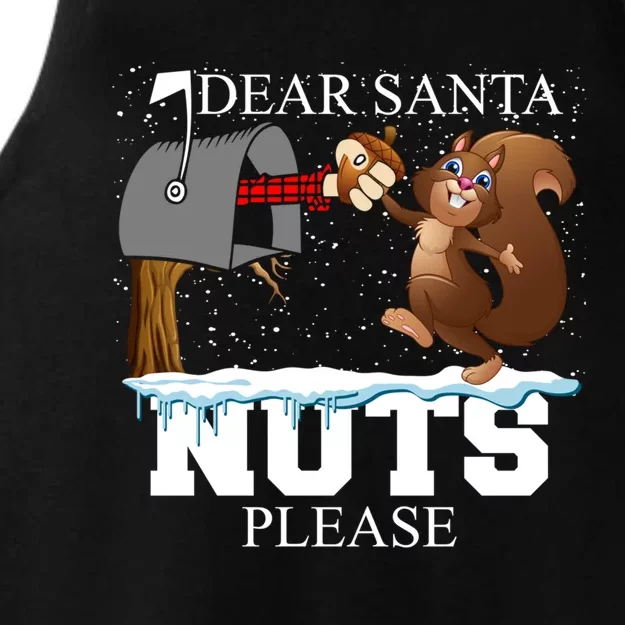 Dear Santa Nuts Please Christmas Squirrel Great Gift Ladies Tri-Blend Wicking Tank