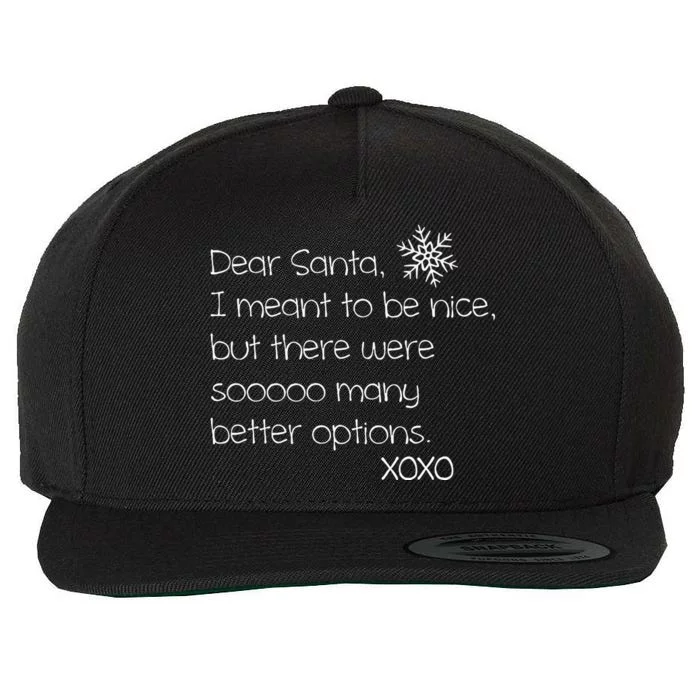 Dear Santa Naughty Christmas Wool Snapback Cap