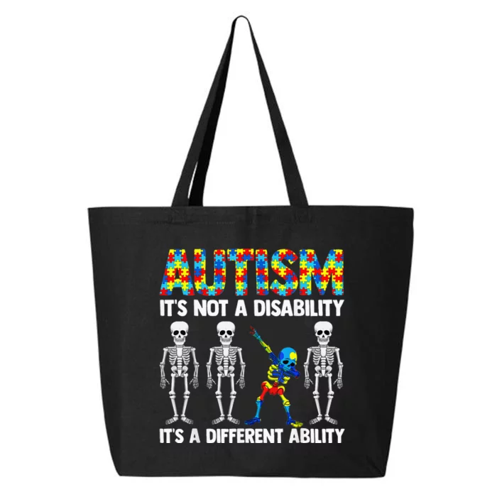 Dabbing Skeleton Not A Disability ASD Awareness 25L Jumbo Tote