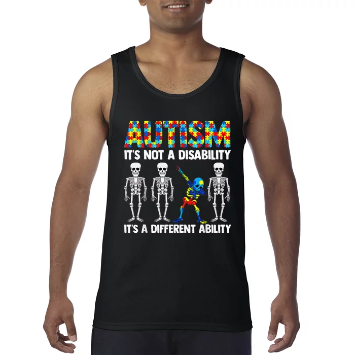 Dabbing Skeleton Not A Disability ASD Awareness Tank Top