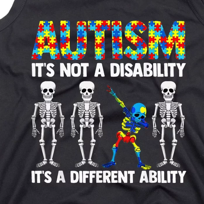 Dabbing Skeleton Not A Disability ASD Awareness Tank Top