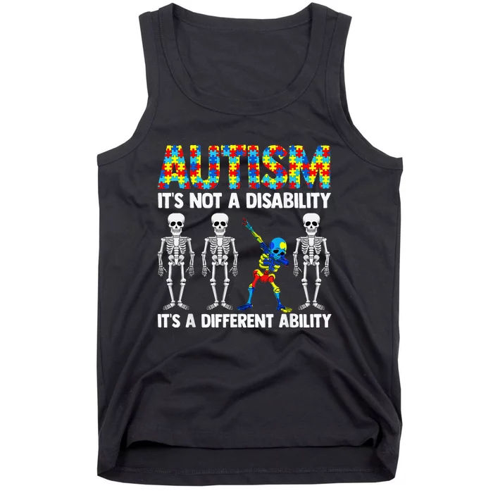 Dabbing Skeleton Not A Disability ASD Awareness Tank Top