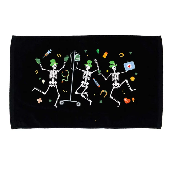 Dancing Skeleton Nurse St Patrick's Day St Patty's Drinking Microfiber Hand Towel