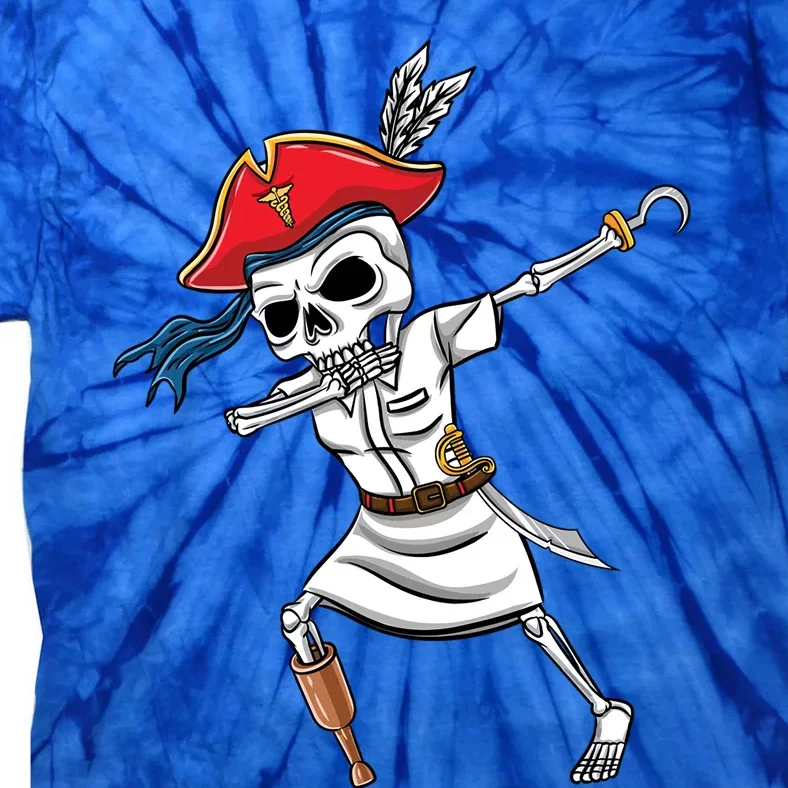 Dabbing Skeleton Nurse Pirate Halloween Gift Tie-Dye T-Shirt