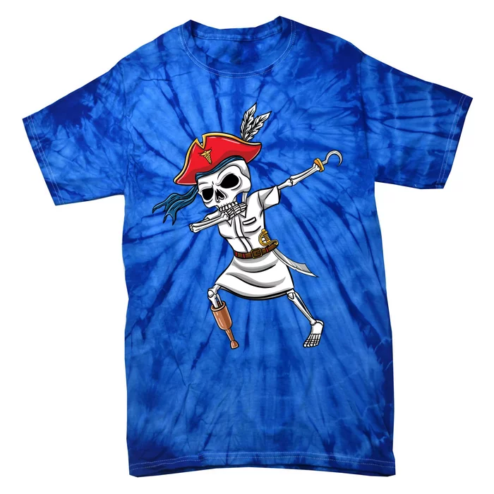 Dabbing Skeleton Nurse Pirate Halloween Gift Tie-Dye T-Shirt