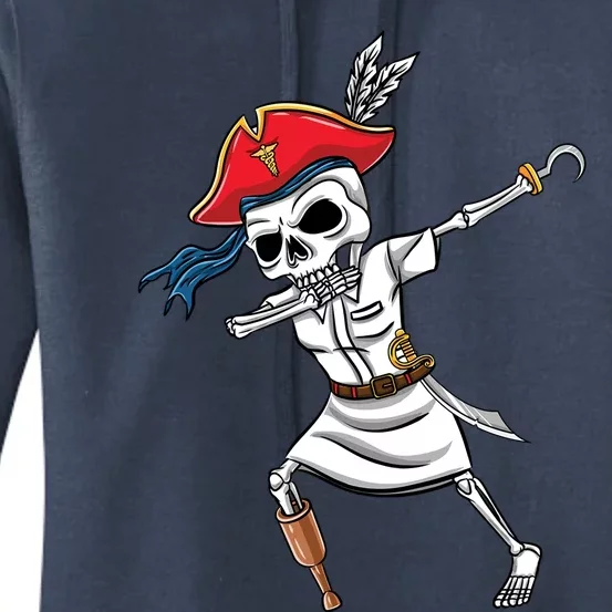 Dabbing Skeleton Nurse Pirate Halloween Gift Women's Pullover Hoodie