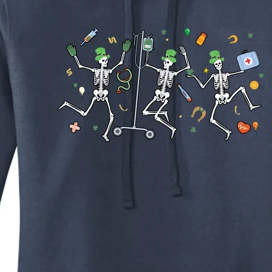 Dancing Skeleton Nurse St Patricks Day St Pattys Ing Cool Gift Women's Pullover Hoodie