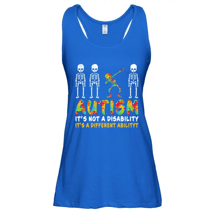 Dabbing Skeleton Not A Disability Autism Awareness Gift Ladies Essential Flowy Tank