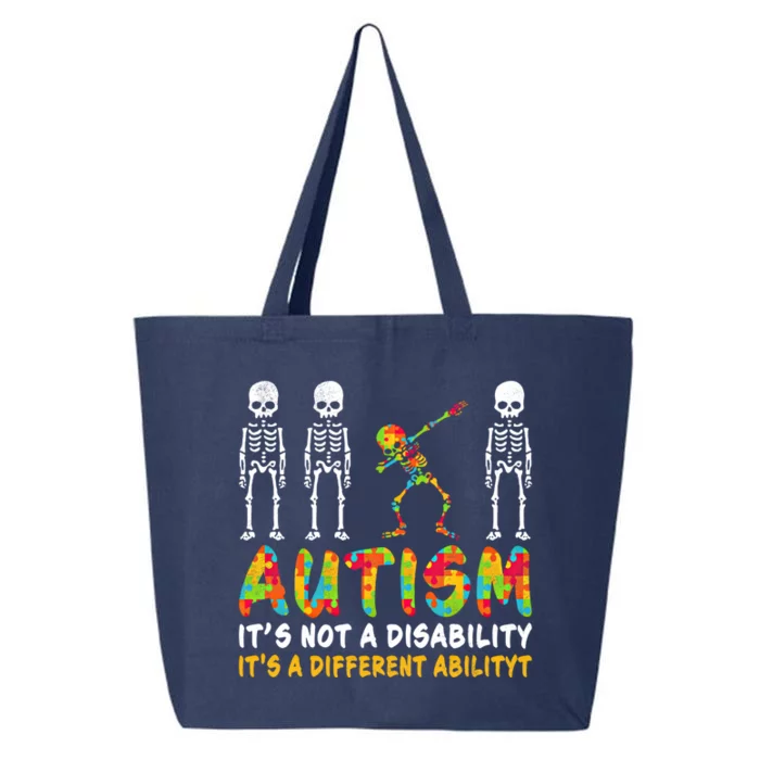 Dabbing Skeleton Not A Disability Autism Awareness Gift 25L Jumbo Tote