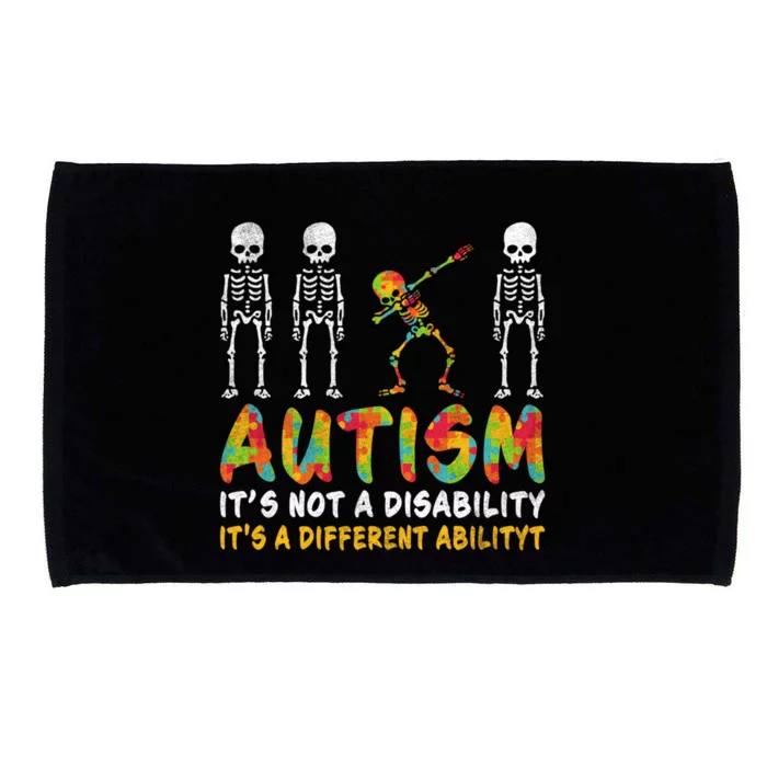 Dabbing Skeleton Not A Disability Autism Awareness Gift Microfiber Hand Towel