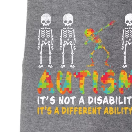 Dabbing Skeleton Not A Disability Autism Awareness Gift Doggie 3-End Fleece Hoodie