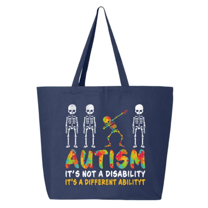 Dabbing Skeleton Not A Disability Autism Awareness Gift 25L Jumbo Tote