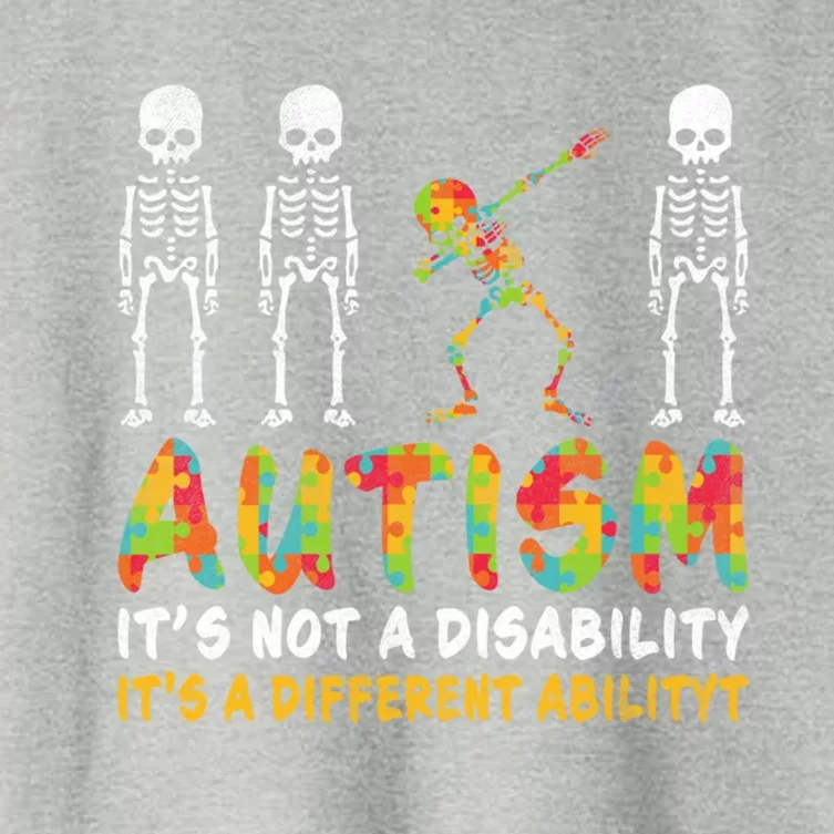 Dabbing Skeleton Not A Disability Autism Awareness Gift Women's Crop Top Tee