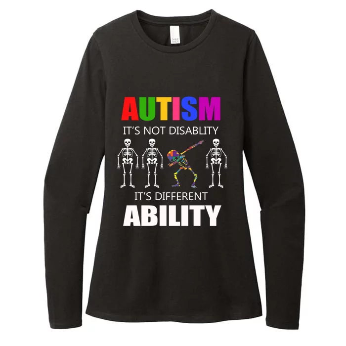 Dabbing Skeleton Not A Disability Autism Awareness Great Gift Womens CVC Long Sleeve Shirt