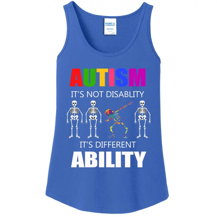 Dabbing Skeleton Not A Disability Autism Awareness Great Gift Ladies Essential Tank